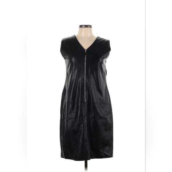 Escada Buttery Soft Leather Suede Embroidered Knee Length Dress Vest Size 44 L - Picture 2 of 12